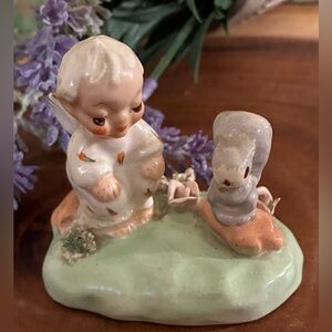 Vintage Napco Chit-Chatting Angel and Squirrel Figurine